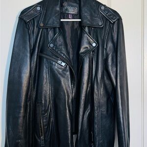 Mango Black Leather Biker Jacket